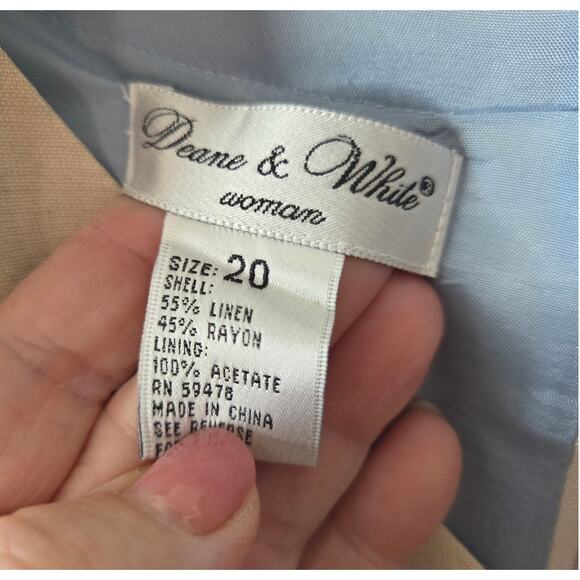 Deane-White Linen Blend Sheath Dress Plus Sz 20 Jacket Embroidered Floral - Picture 4 of 10